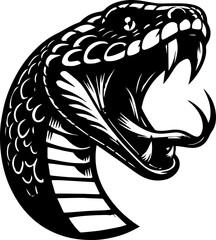 SVG evil snake with open mouth black and white vector file for printing, cutting