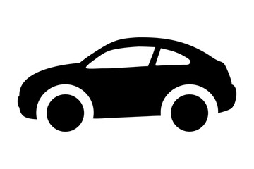 Simple Black Car Icon - Isometric Vehicle Silhouette Vector Symbol