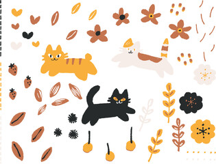 オレンジの猫たちの素材