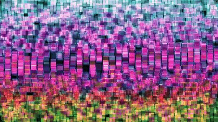 Dynamic Abstract Motion Background Vibrant Gradient of Textured Rectangular Blocks and Squares in Blue, Purple, Pink, Orange, and Green Hues - Powered by Adobe