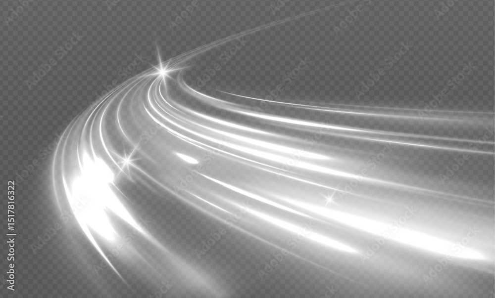Poster Effect of winter air vortex, blizzard, vector realistic illustration. Vector comet with large dust. Falling Star. Glow light effect. Vector illustration isolated.	
