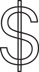 Simple Black and White Dollar Sign Icon with Two Vertical Lines Through It minimalist