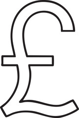 Simple Black Outline of the British Pound Sterling Currency Symbol on a White Background