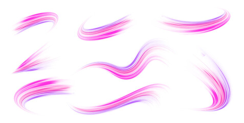 Plakat Expressway, car headlight effect. Abstract neon light rays vector png background. Light trail wave, fire path trace line, car lights, optic fiber and incandescence curve twirl.