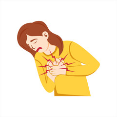 chest pain woman character vector illustration flat design	
