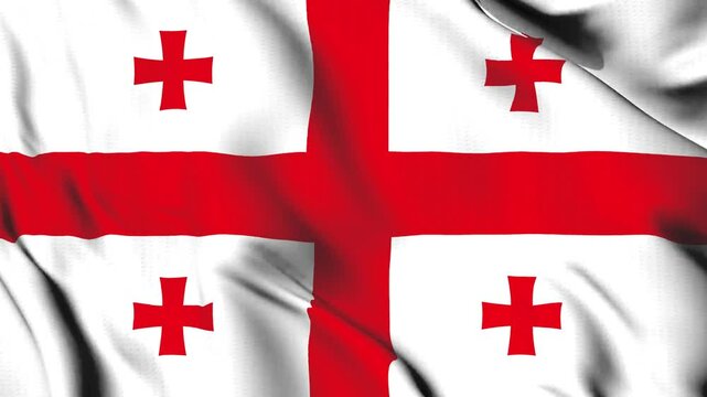 The Georgia country flag waves in the wind.