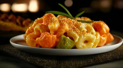 Colorful Mac And Cheese Dish With Vegetables