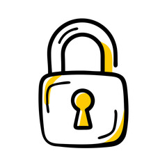 Locked padlock icon on transparent background for web and graphic design