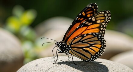 Obraz premium Monarch Butterfly Close-Up Vibrant Wings and Intricate Details