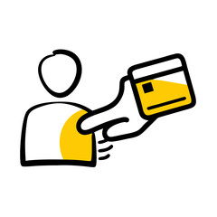Person paying with card icon on transparent background for web and graphic design