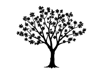 Obraz premium Ink Silhouette: A Tree in Bloom