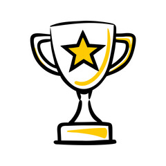 Trophy with star icon on transparent background for web and graphic design