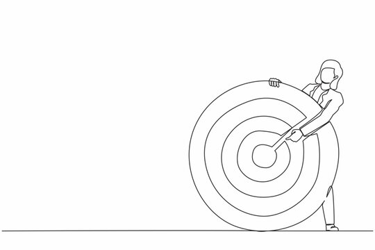 businesswoman pointing target, line art clip art preview