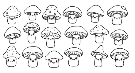 Kawaii Mushroom Kingdom: Line Art Collection
