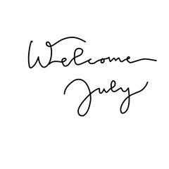 vector illustration of welcoming july handdrawn