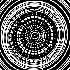 black and white background, concentric circle lines, black and white hypnotic target