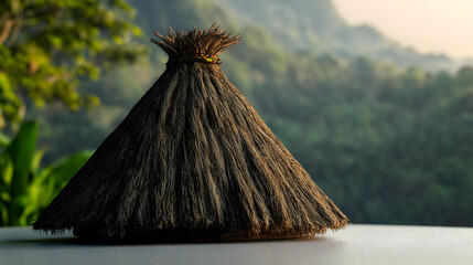 Traditional Straw Cone Hut In Tropical Forest