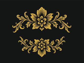 Ornamental Floral Motif in Gold on Black