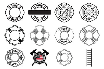 Firefighter Badge Icon Set
