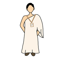 Vector illustration of a man goes to makkah for hajj