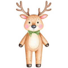 Cute deer illustration with antlers and bow tie