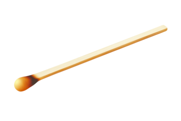 A burnt matchstick rests a symbol of fleeting light a moment of creation on transparent background