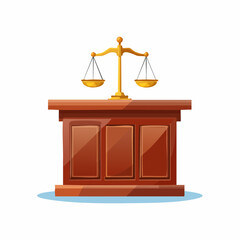 Judge's Bench with Scales of Justice