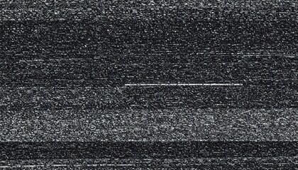 グリッチノイズ 　デジタル信号の乱れを再現した抽象的な背景　モノクロ調のノイズテクスチャ　現代的でレトロ