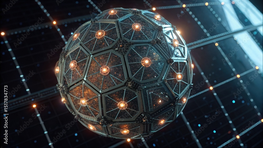 Aufkleber suspended data sphere in space, close-up gigapixel view version 2