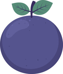 Isolated cartoon of a single, purple fruit.