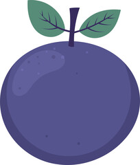 Stylized Purple Fruit with Green Leaves