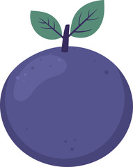 Cartoon plum with leaves