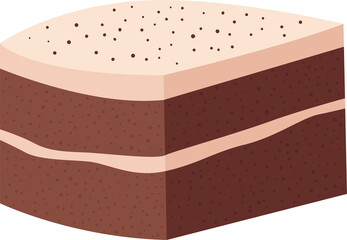 Slice of chocolate cake with icing and chocolate sprinkles.