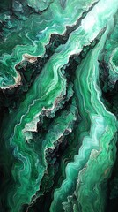 Fototapeta premium Emerald vortex, a mesmerising confluence of mineral abstraction, a swirling nature