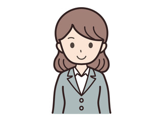 スーツを着た笑顔の若い女性ビジネスマンのイラスト