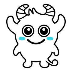 A cute, chibi-style drawing of a small, round creature with large, expressive eyes and a big smile.