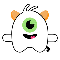 A simple, cartoon-style drawing of a ghost with a single large eye in the center of its head, which is green with a black pupil. 
