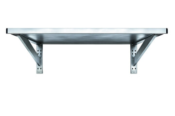 A sturdy metal shelf with industrial braces ready to organize any space on transparent background