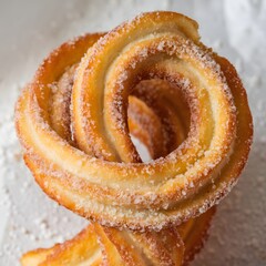 Fototapeta premium Golden churro with crunchy sugar topping shown in sharp focus on white background – churro wallpaper – bakery wallpaper – churro image