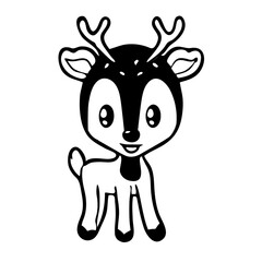 A cute cartoon-style drawing of a deer with large eyes and a friendly expression.