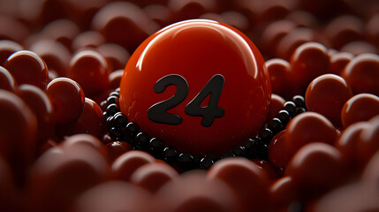 Red Sphere With Number 24 In Dark Background
