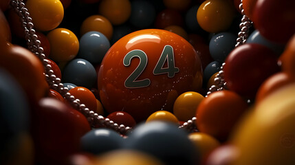 Abstract 3d Orange Sphere With Number 24