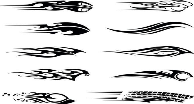 Black and white tribal flame decals car graphics designs