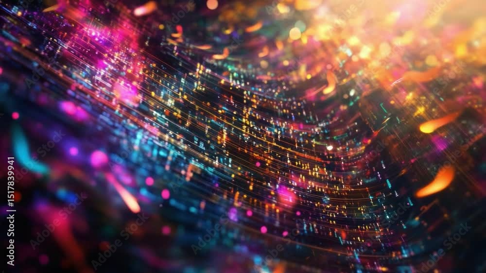 Poster vibrant energy burst: an abstract display of light particles, exploding with a dazzling array of col