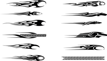 Tribal flames and tire track graphics for vehicle decals © SaHeD