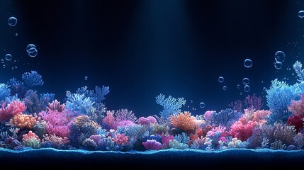 Vibrant Underwater Coral Reef Scene with Blue Gradient