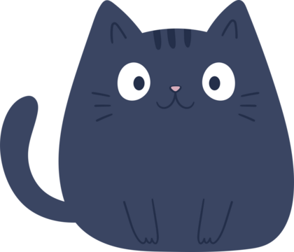 Cartoon-style blue cat with curious wide eyes.