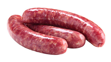 Raw bratwurst sausages, plump uncooked meat