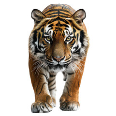 Fototapeta premium Tiger walking front isolated on transparent background, png