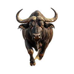 Naklejka premium Charging cape buffalo isolated on transparent background, png